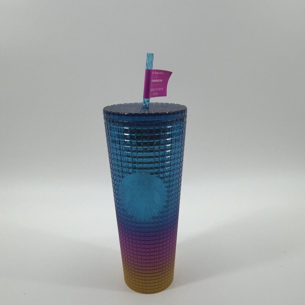 New Starbucks Tim Singleton Tumbler Rainbow Gradient Grid Venti 24 oz Pride 2023